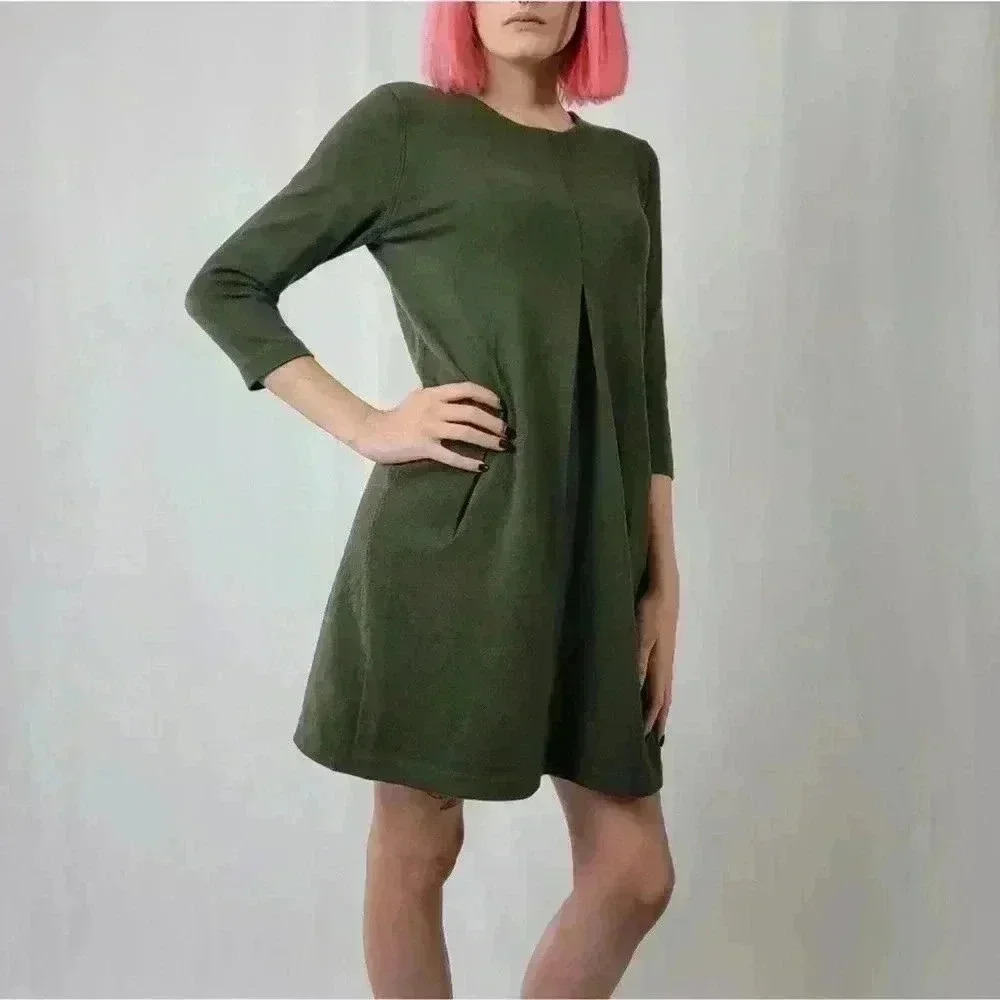 Tyler Boe Cashmere Olive Green Sweater Dress - S - Picture 6 of 7